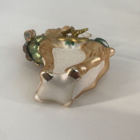 Fitz and Floyd Glass Ornament Christmas Deer with Holly Bow - Picture 8 of 9